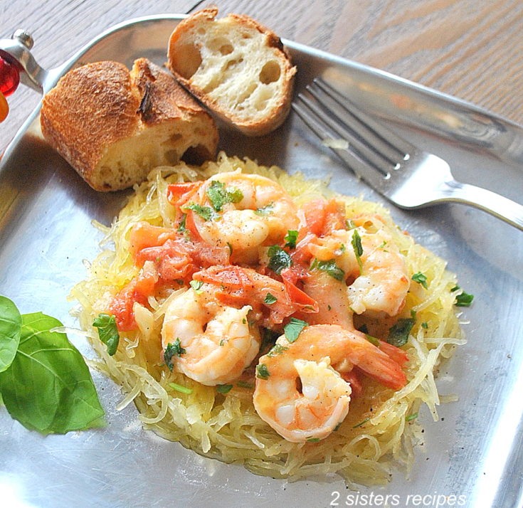 Spaghetti Squash with Shrimp by 2sistersrecipes.com