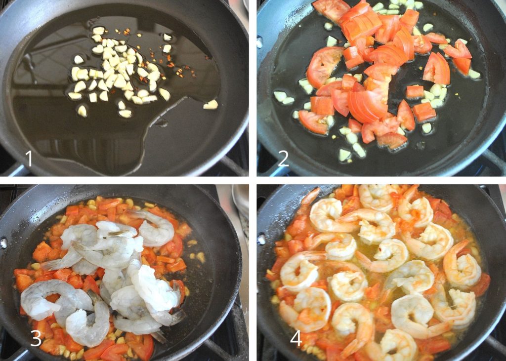 Steps to cooking shrimp in a skillet. by 2sistersrecipes.com 
