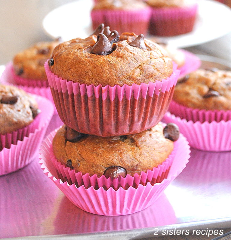 Banana Chocolate Chip Muffins 2 Sisters Recipes by Anna and Liz