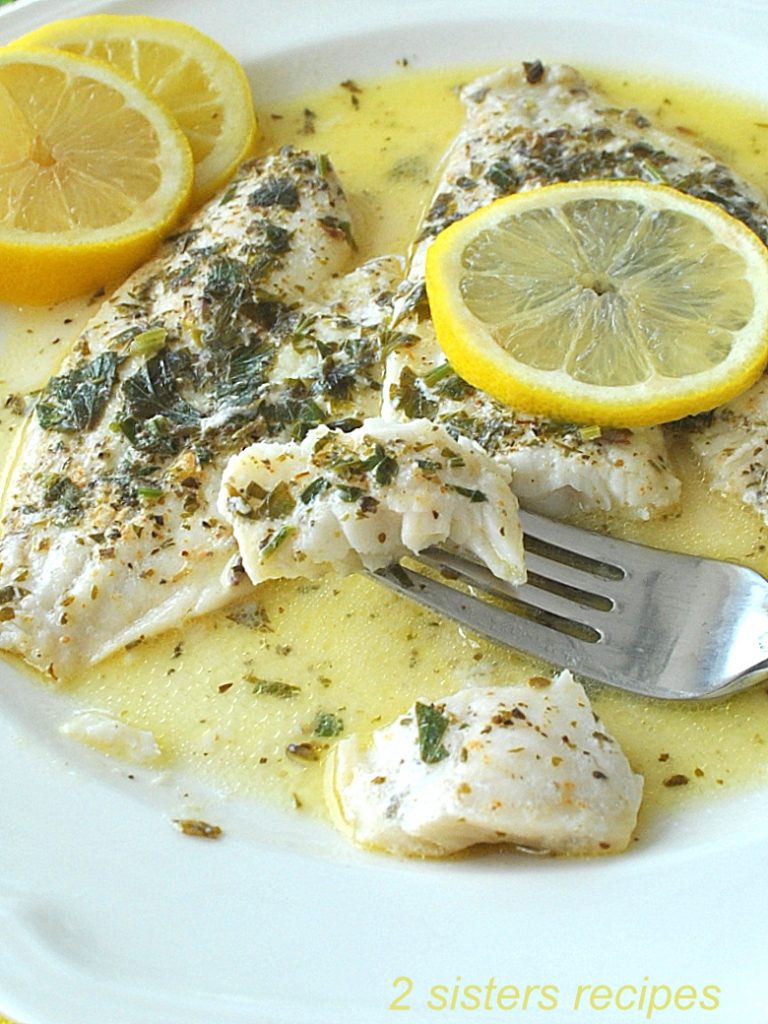 Flounder Fillets in Lemon Sauce by 2sistersrecipes.com