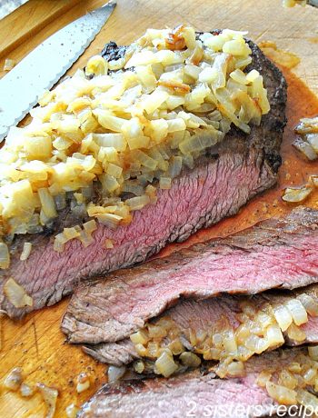 Grilled Flank Steak with Olive Oil & Garlic by 2sistersrecipes.com