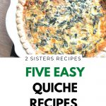 a spinach and cheese quiche with title for pinterest.