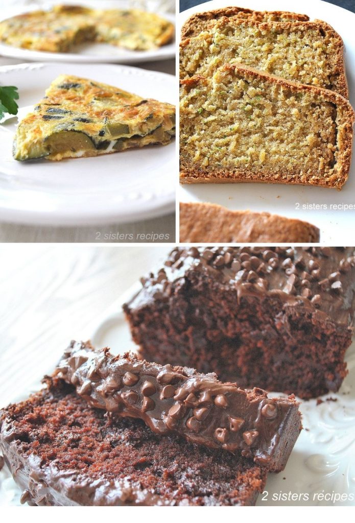 one photo of omelet, and the other two for zucchini breads. by 2sistersrecipes.com 