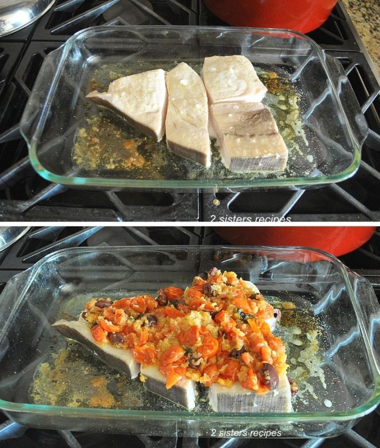 Baked Swordfish Livornese 2 Sisters Recipes by Anna and Liz