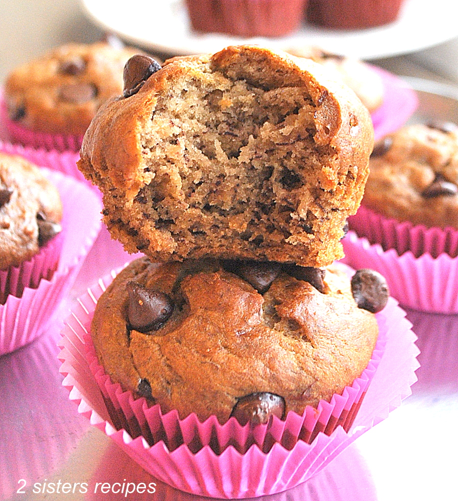 Paleo Banana Chocolate Chip Muffins by 2sistersrecipes.com