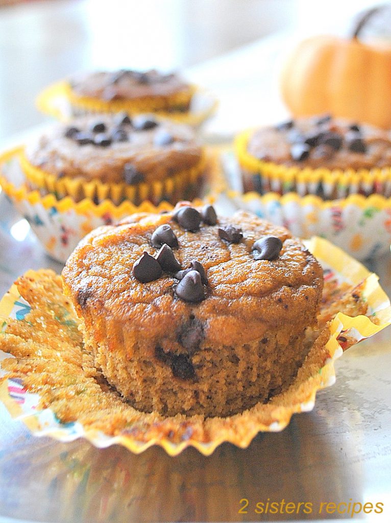 Paleo Pumpkin Chocolate Chip Muffins by 2sistersrecipes.com