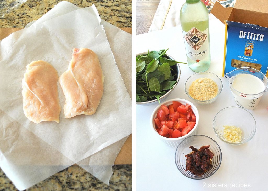 Ingredients for this chicken pasta dinner. by 2sistersrecipes.com