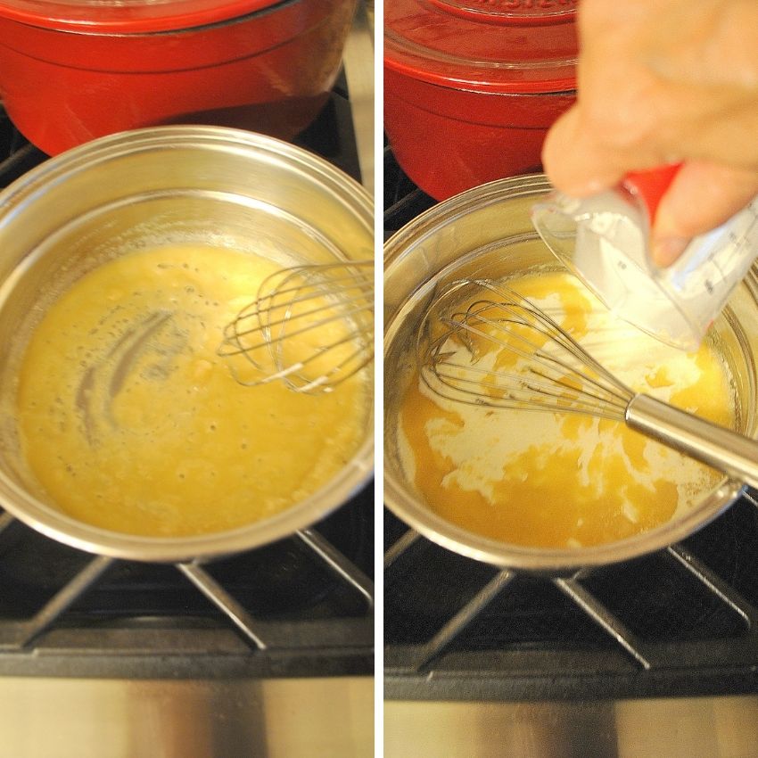 Stirring the butter to make the cream sauce. by 2sistersrecipes.com