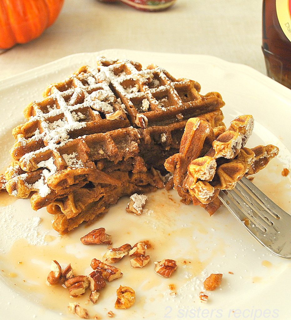 Pumpkin Waffles by 2sistersrecipes.com