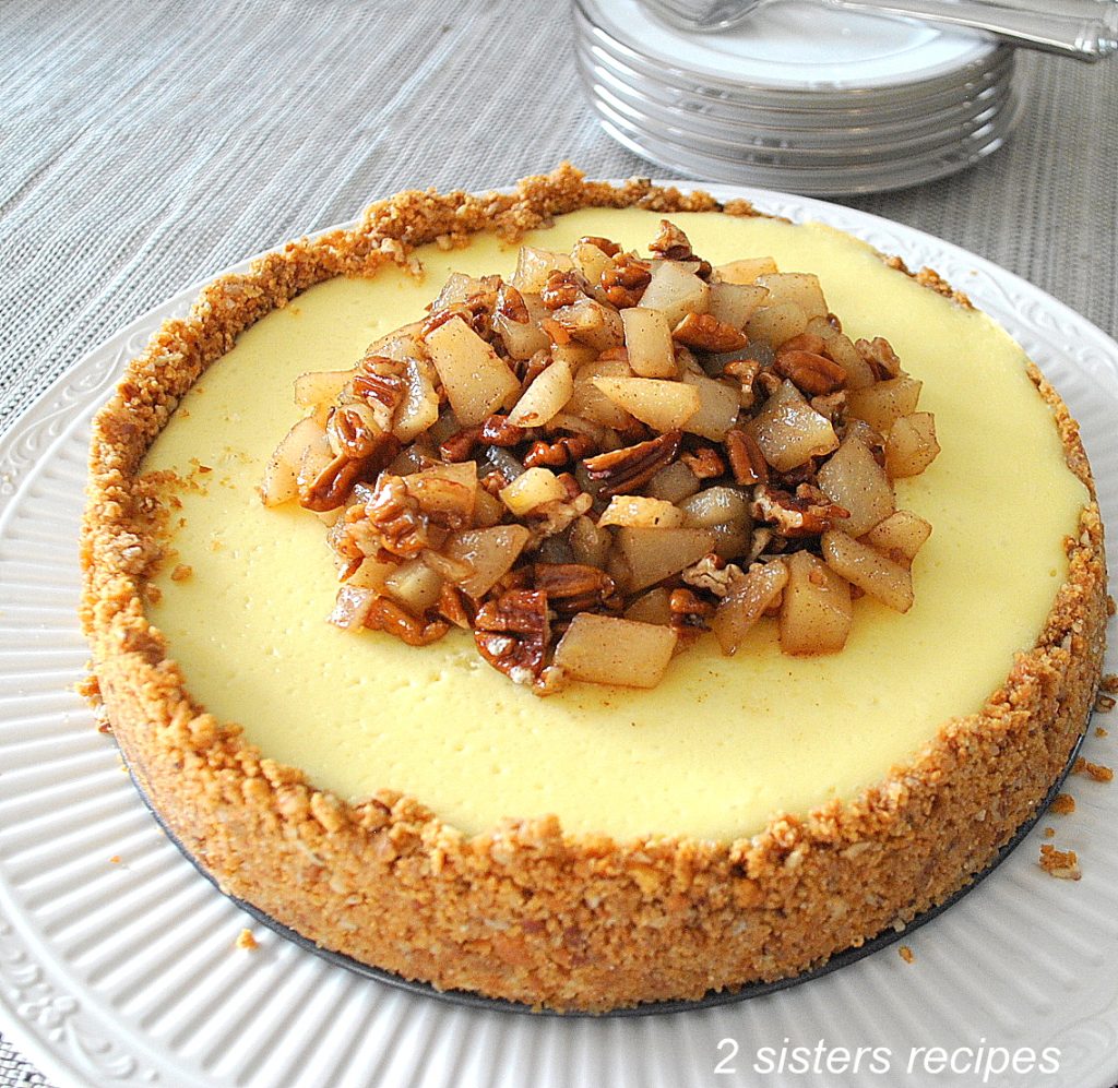 Pear Maple-Pecan Cheesecake by 2sistersrecipes.com