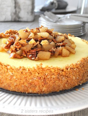 Pear Maple-Pecan Cheesecake by 2sistersrecipes.com