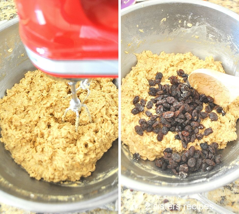 Mixing the cookie dough in a mixing bowl. by 2sistersrecipes.com