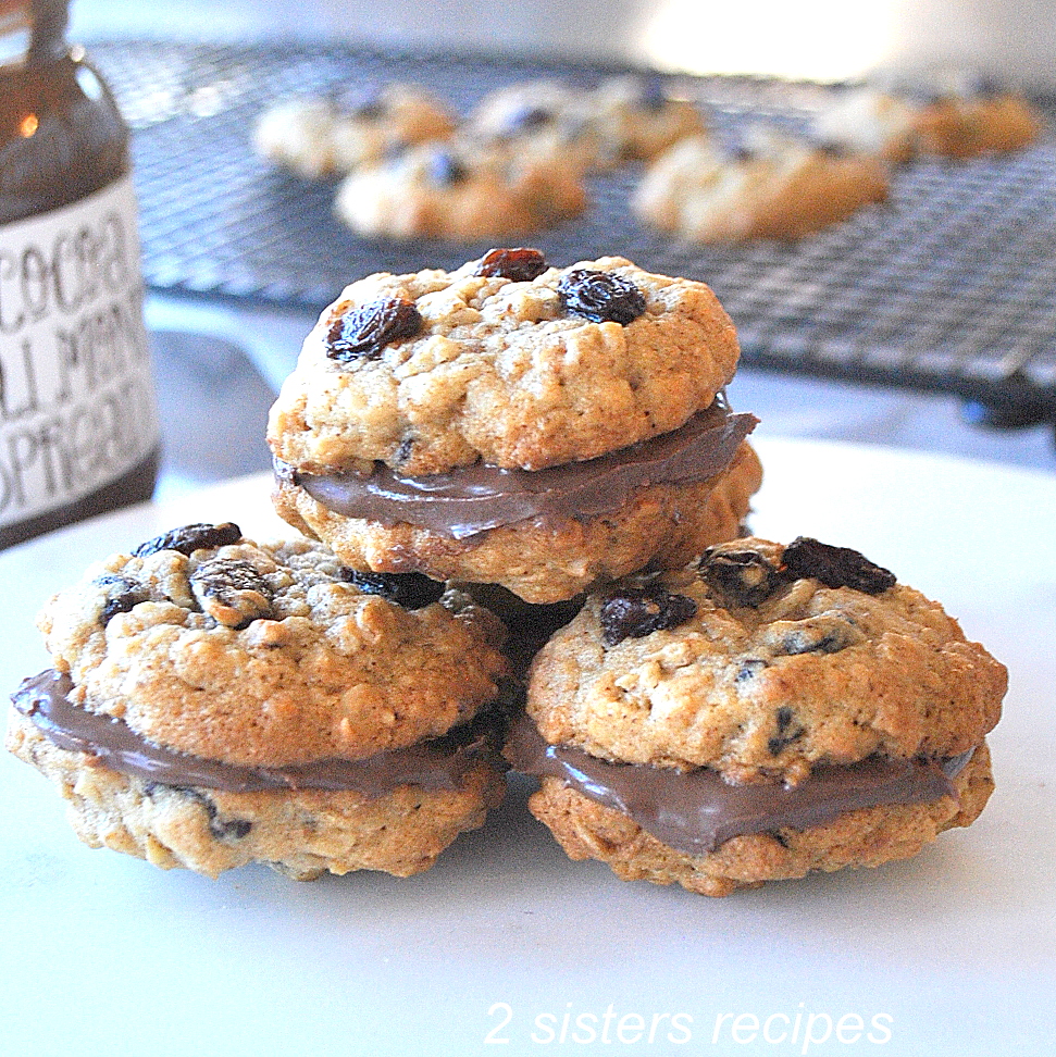 Chewy Oatmeal Raisin Sandwich Cookies by 2sistersrecipes.com
