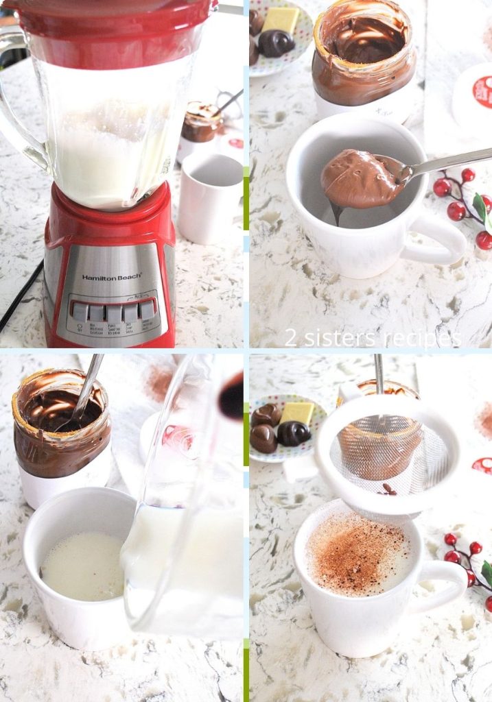 4 steps to making caffe latte. by 2sistersrecipes.com