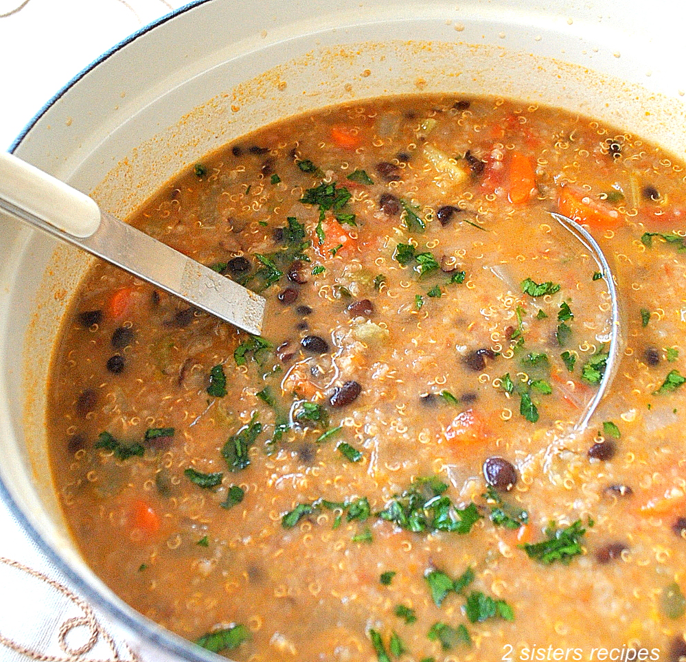 Black Bean and Quinoa Soup by 2sistersrecipes.com
