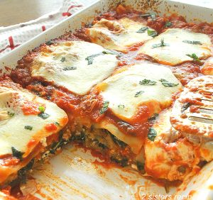 Homemade Lasagna with Eggplant and Spinach