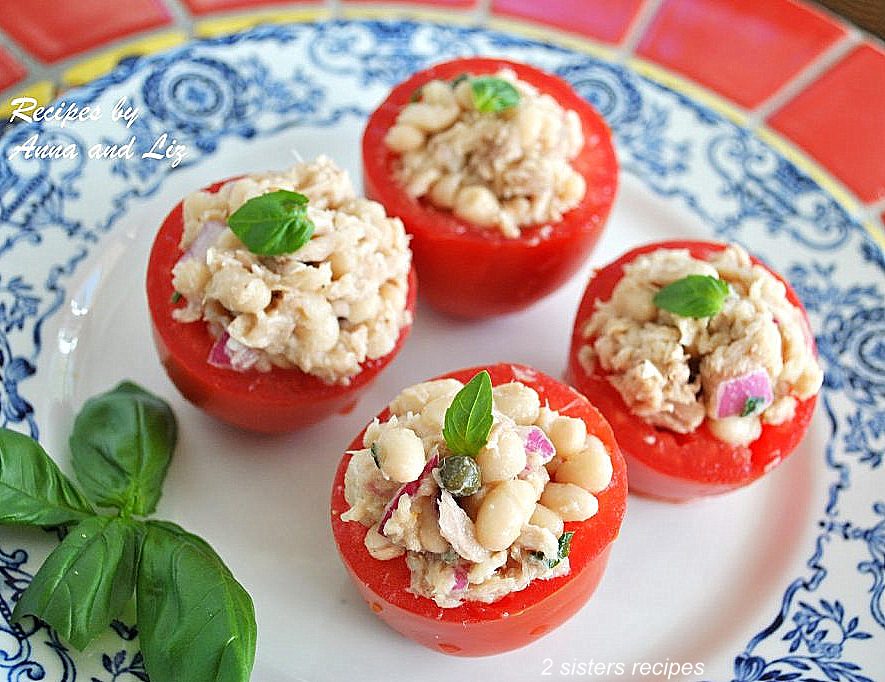 Tomatoes Stuffed with Tuscan White Bean Salad by 2sistersrecipes.com