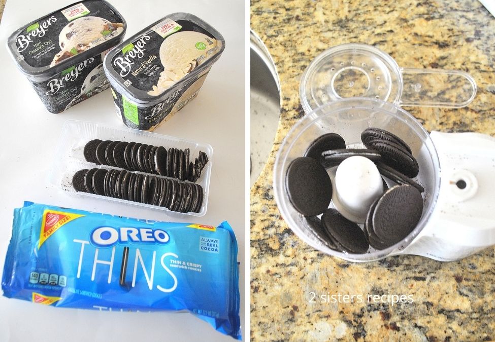 Photo of the oreo thins and 2 containers of ice cream. by 2sistersrecipes.com