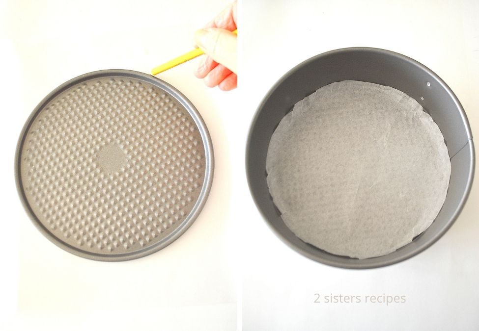  Two photos of the springform pan on a white board. by 2sistersrecipes.com