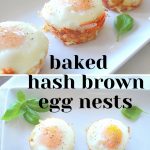 Baked Hash Brown Egg Nests served on a white platter.
