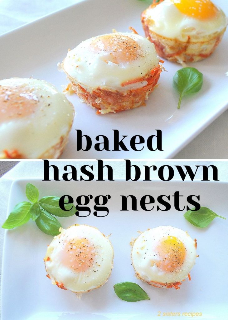 Baked Hash Brown Egg Nests by 2sistersrecipes.com