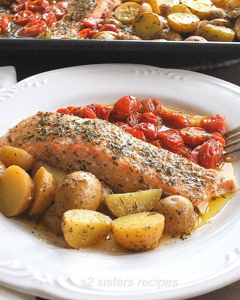 Sheet Pan Salmon with Vegetables by 2sistersrecipes.com