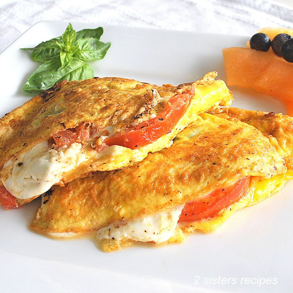 Caprese Style Omelet by 2sistersrecipes.com