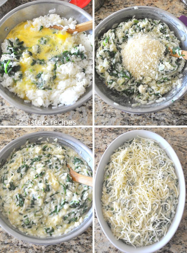  Large silver mixing bowl , with spinach and rice mixture. by 2sistersrecipes.com