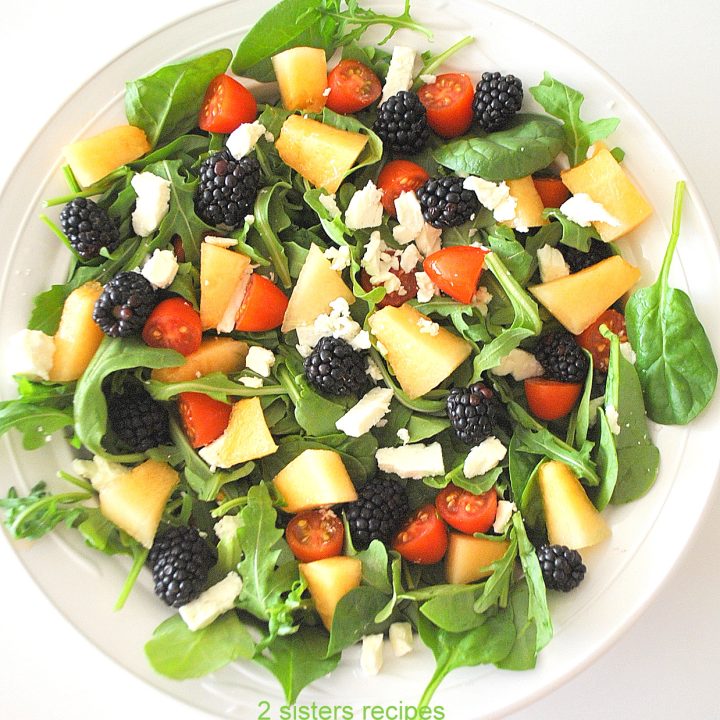 Cantaloupe Blackberry Greens Salad by 2sistersrecipes.com