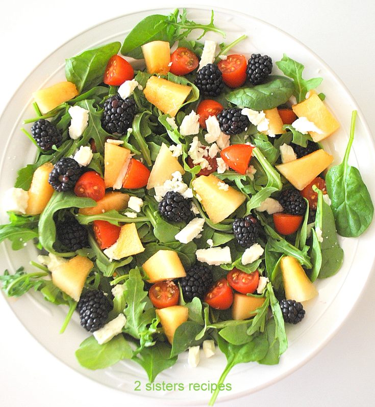 Cantaloupe Blackberry Greens Salad by 2sistersrecipes.com