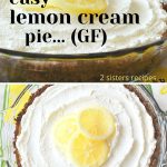 A lemon cream pie topped with whipped cream and lemon slices on top.
