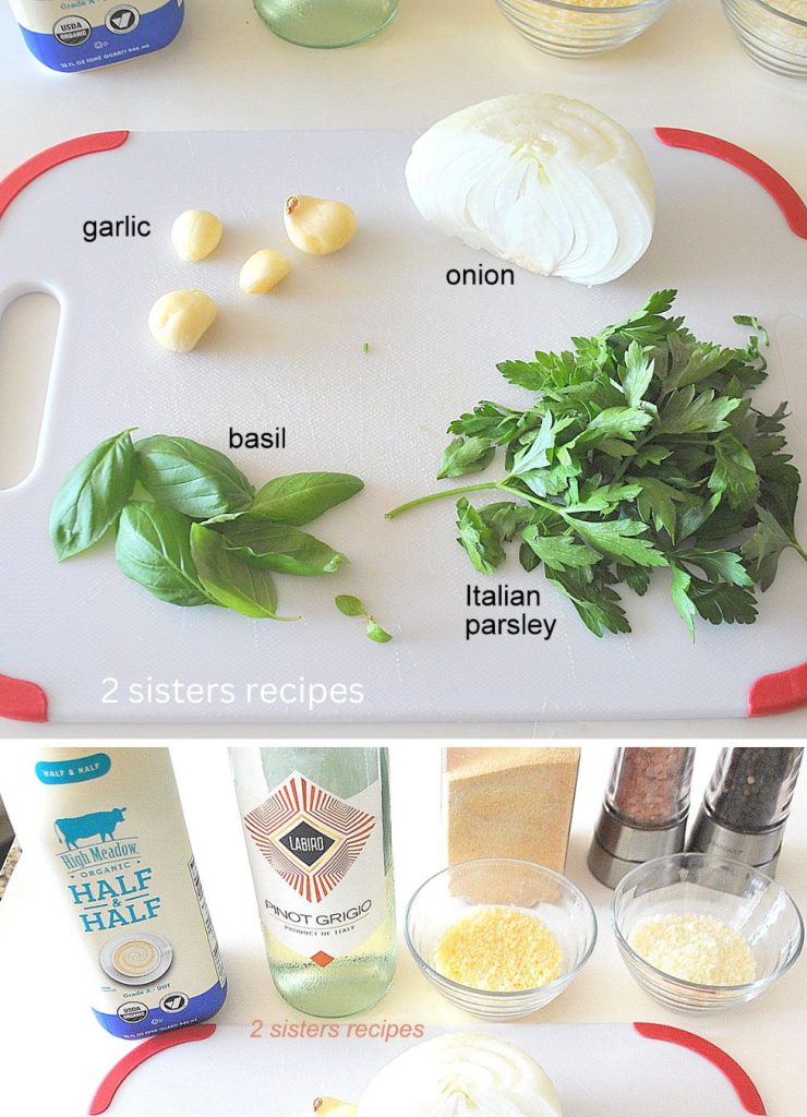 Ingredients shown on a white cutting board. by 2sistersrecipes.com