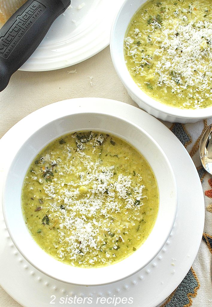 Creamy Broccoli Parmesan Soup by 2sistersrecipes.com