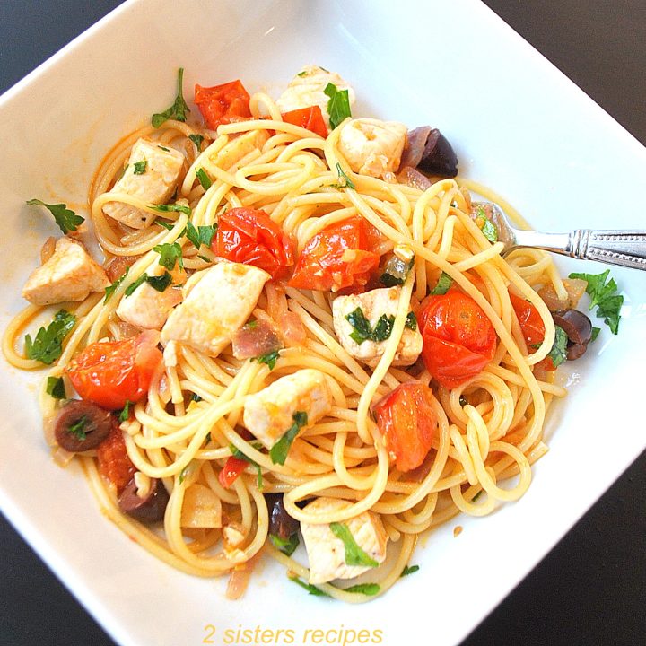 Spaghetti with Swordfish Sauce by 2sistersrecipes.com