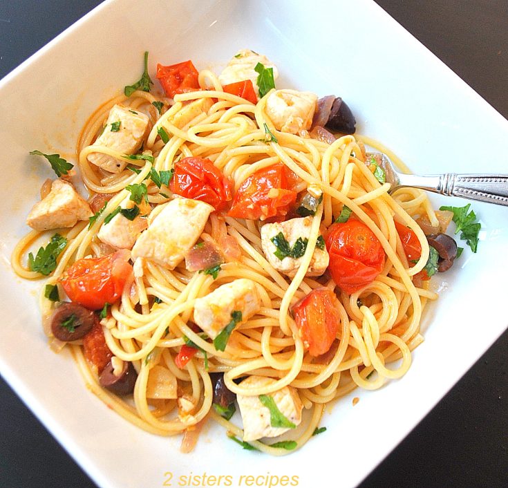 Spaghetti with Swordfish Sauce by 2sistersrecipes.com