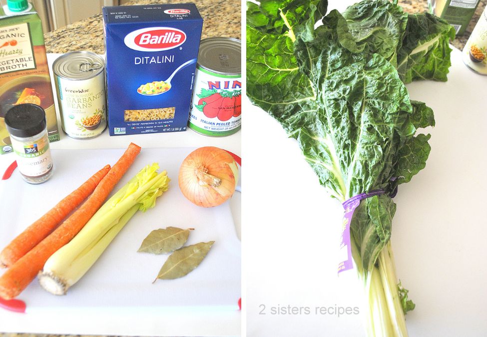 Ingredients are white board , and a bunch of Swiss chard. by 2sistersrecipes.com