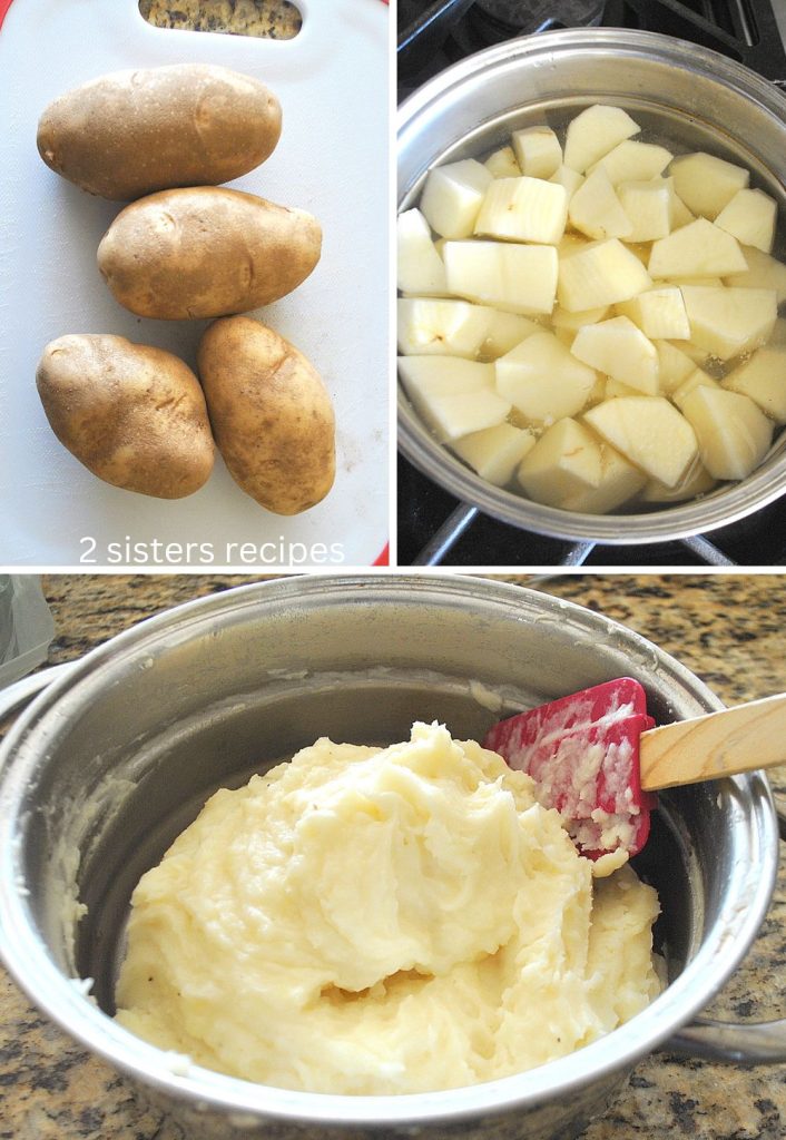 3 photos to make mashed potatoes. by 2sistersrecipes.com 