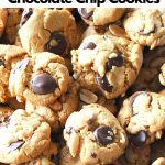 A silver tray filled with peanut butter chocolate chip cookies.