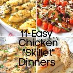Four different chicken dishes and recipes.