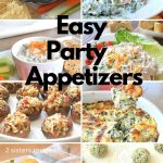 A white dip, and bowl of spinach dip, plus stuffed mushrooms, green balls and potato cupcakes.