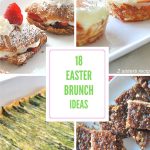 4 plates with breakfast meals for 18 Easter Brunch Ideas.
