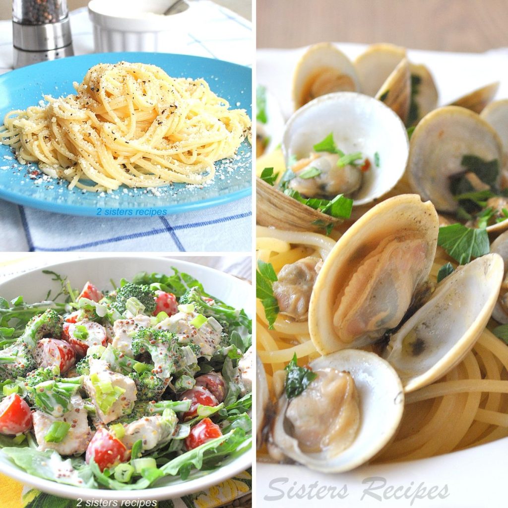 3 photos of dishes that pair well with Pinot Grigio wine. by 2sistersrecipes.com