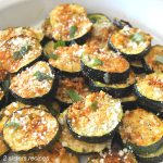 Roasted Parmesan Zucchini served in a white plate.