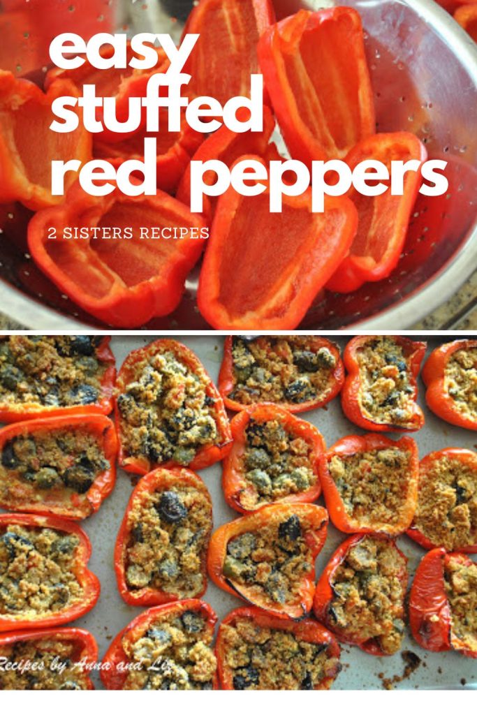 Easy Stuffed Red Peppers- Lightened!  by 2sistersrecipes.com 