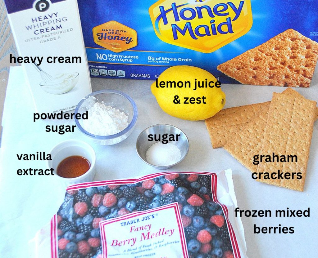 Ingredients for our berry medley Icebox cake. by 2sistersrecipes.com