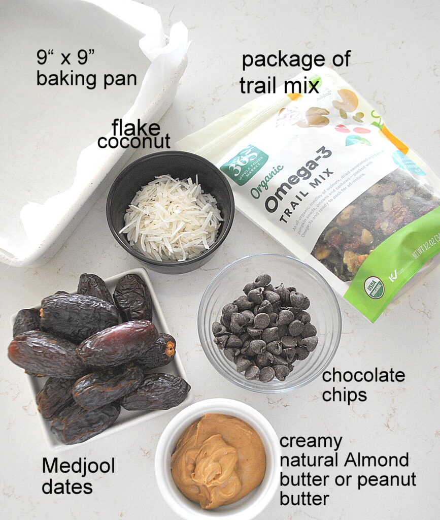 5 Ingredients are displayed for the counter, along with 9-inch square pan.