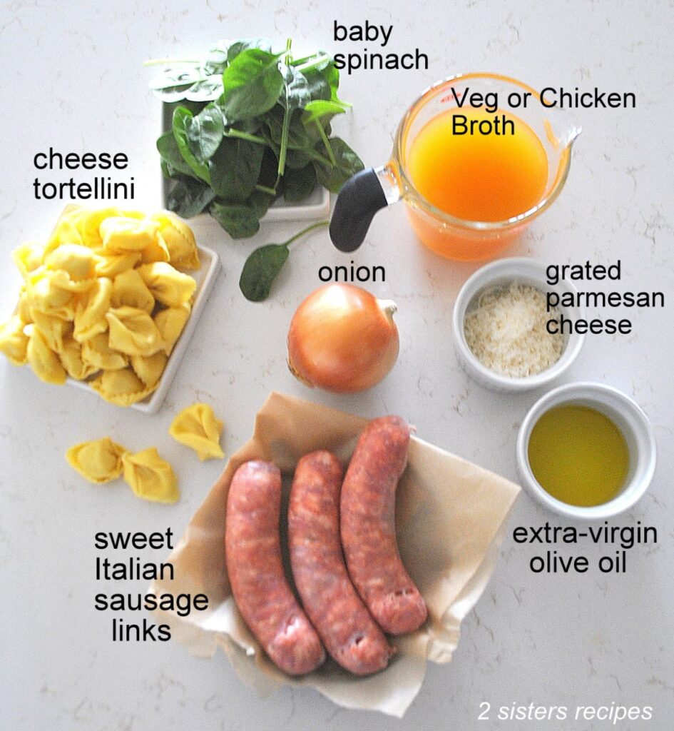 All the ingredients are displayed on the counter for this soup.