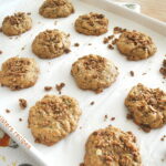 A baking sheet filled with breakfast granola cookies.