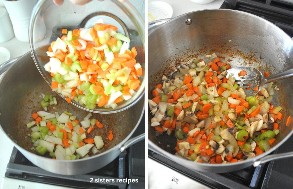 A pot with freshly chopped veggies.